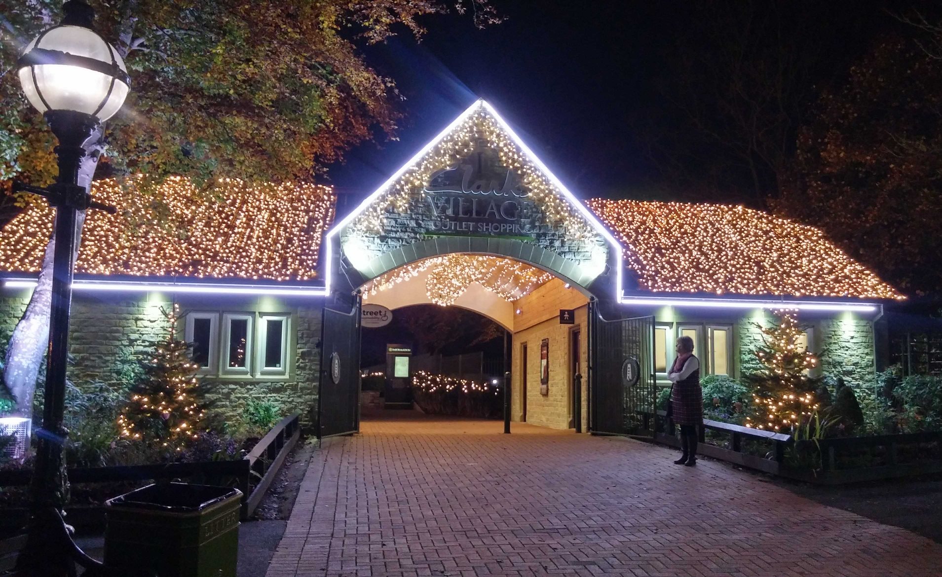 Christmas lights installation at Clarks Village